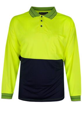 PRIME MOVER HI VIS POLO LONG SLEEVE-workwear-KINGSIZE BIG & TALL