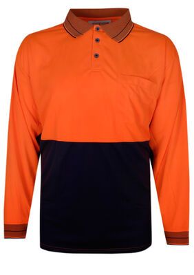 PRIME MOVER HI VIS POLO LONG SLEEVE-workwear-KINGSIZE BIG & TALL