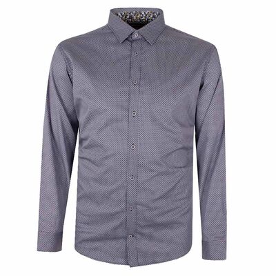 BROOKSFIELD FLOWER-DOT L/S BUSINESS SHIRT-sale clearance-KINGSIZE BIG & TALL