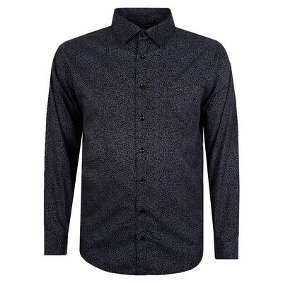 BLUE HORIZON GEOMETRIC FLOWER L/S SHIRT-sale clearance-KINGSIZE BIG & TALL