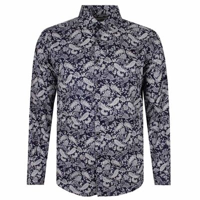 JIMMY STUART AMEOBA PAISELY L/S SHIRT-sale clearance-KINGSIZE BIG & TALL