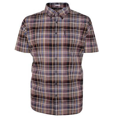 BEN SHERMAN GRADIENT CHECK S/S SHIRT-sale clearance-KINGSIZE BIG & TALL
