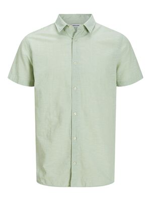 JACK & JONES PLAIN LINEN MIX S/S SHIRT-sale clearance-KINGSIZE BIG & TALL