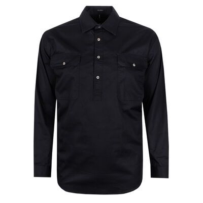 PILBARA CLOSED FRONT L/S SHIRT-shirts casual & business-KINGSIZE BIG & TALL
