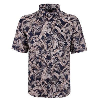 BACKBAY 226 FLORAL LINEN S/S SHIRT-sale clearance-KINGSIZE BIG & TALL