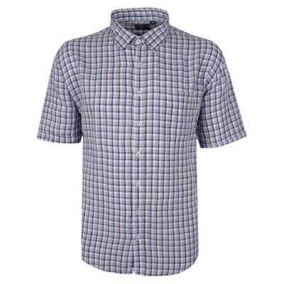 BACKBAY CHECK 219 LINEN S/S SHIRT-sale clearance-KINGSIZE BIG & TALL