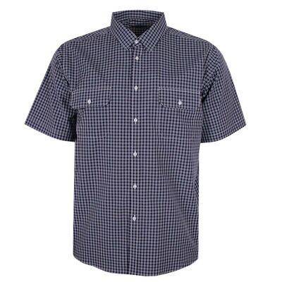 CIPOLLINI 2 POCKET NAVY CHECK S/S SHIRT-shirts casual & business-KINGSIZE BIG & TALL
