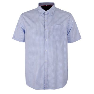 PERRONE BLUE GINGHAM S/S SHIRT-sale clearance-KINGSIZE BIG & TALL