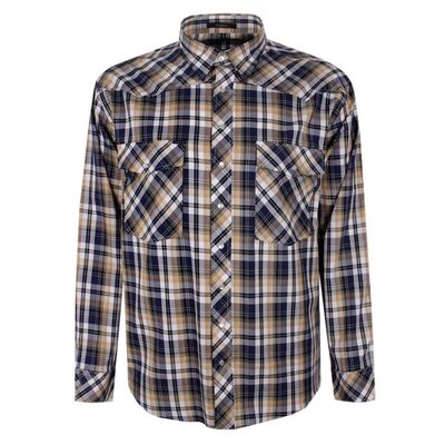 PILBARA CHECK WESTERN L/S SHIRT-shirts casual & business-KINGSIZE BIG & TALL