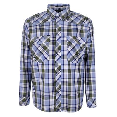 PILBARA CHECK WESTERN L/S SHIRT-shirts casual & business-KINGSIZE BIG & TALL