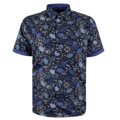 KAM MECHANIC SKULL S/S SHIRT-shirts casual & business-KINGSIZE BIG & TALL