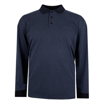 BACKBAY TEXTURED L/S POLO-sale clearance-KINGSIZE BIG & TALL